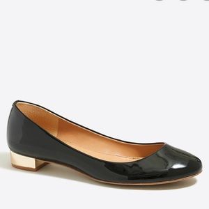 Lily metallic-heel patent ballet flats black 7.5